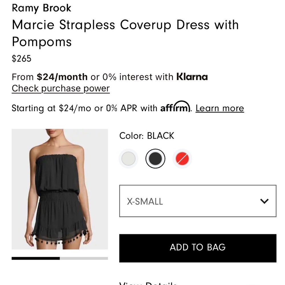 Ramy Brook Black Strapless Pom-Pom Coverup